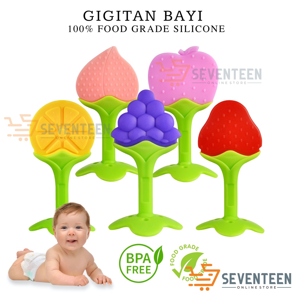 SEVENTEEN MAINAN GIGITAN BAYI TEETHER BAYI SILICONE BPA FREE GIGITAN BAYI MODEL BUAH TEETHER BABY