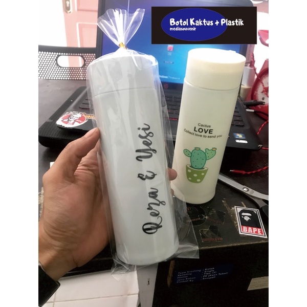 Souvenir Botol Kaktus + Custom Nama + Kemas Plastik