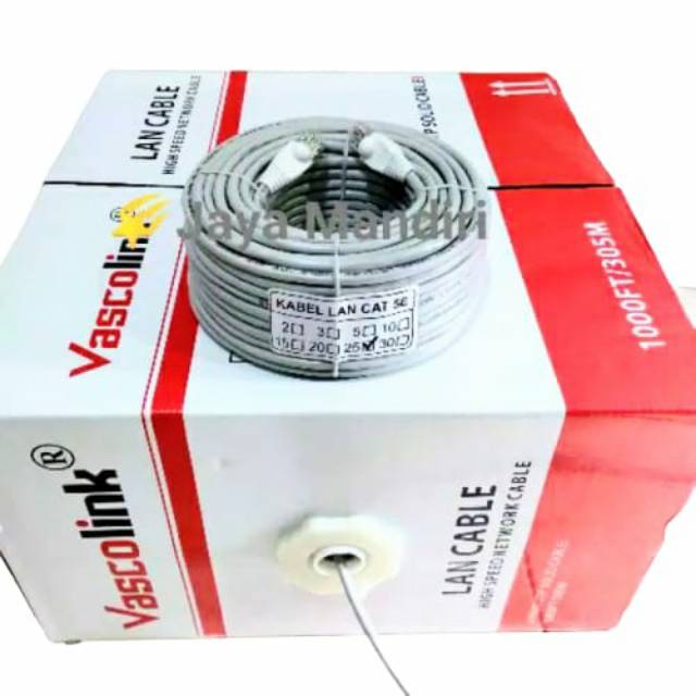 Kabel LAN/UTP 25 Meter FULL CAT 5E merek VASCOLINK