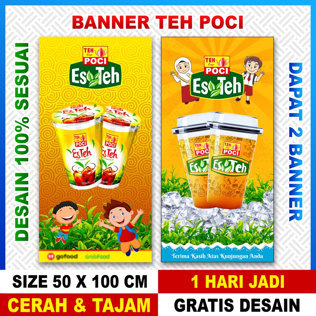 Jual BANNER SPANDUK BACKDROP TEH POCI PAKET 2 BANNER | Shopee Indonesia