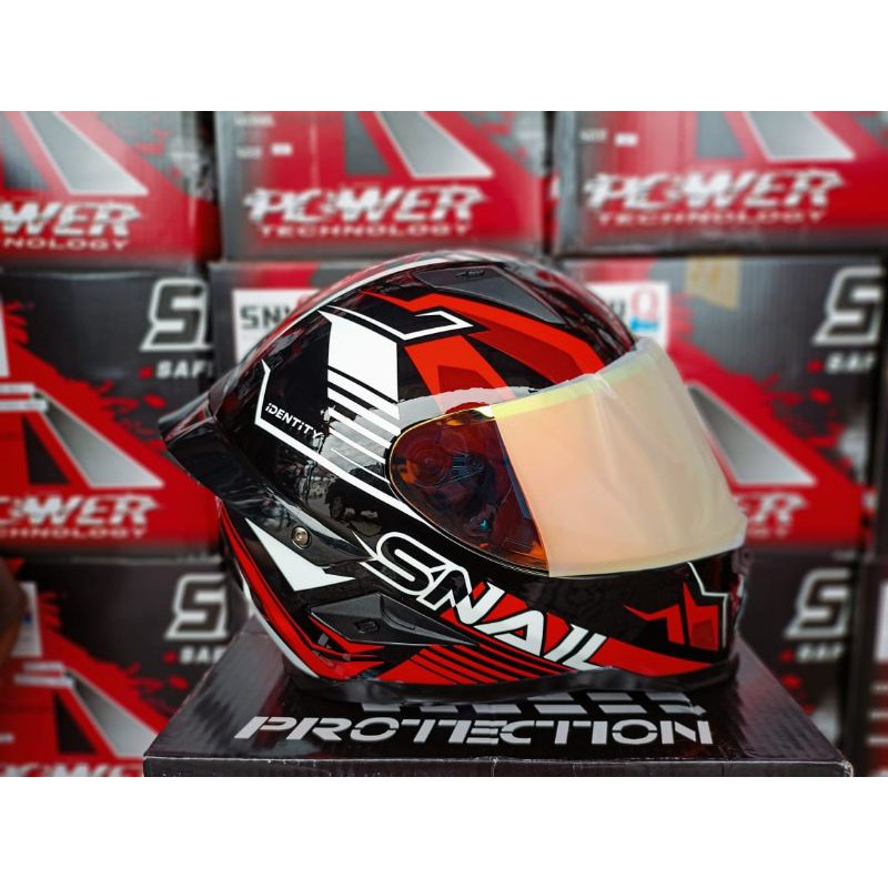 HELM SNAIL FF S1 IDENTITY BLAK/RED FULLFACE PAKET GANTENG