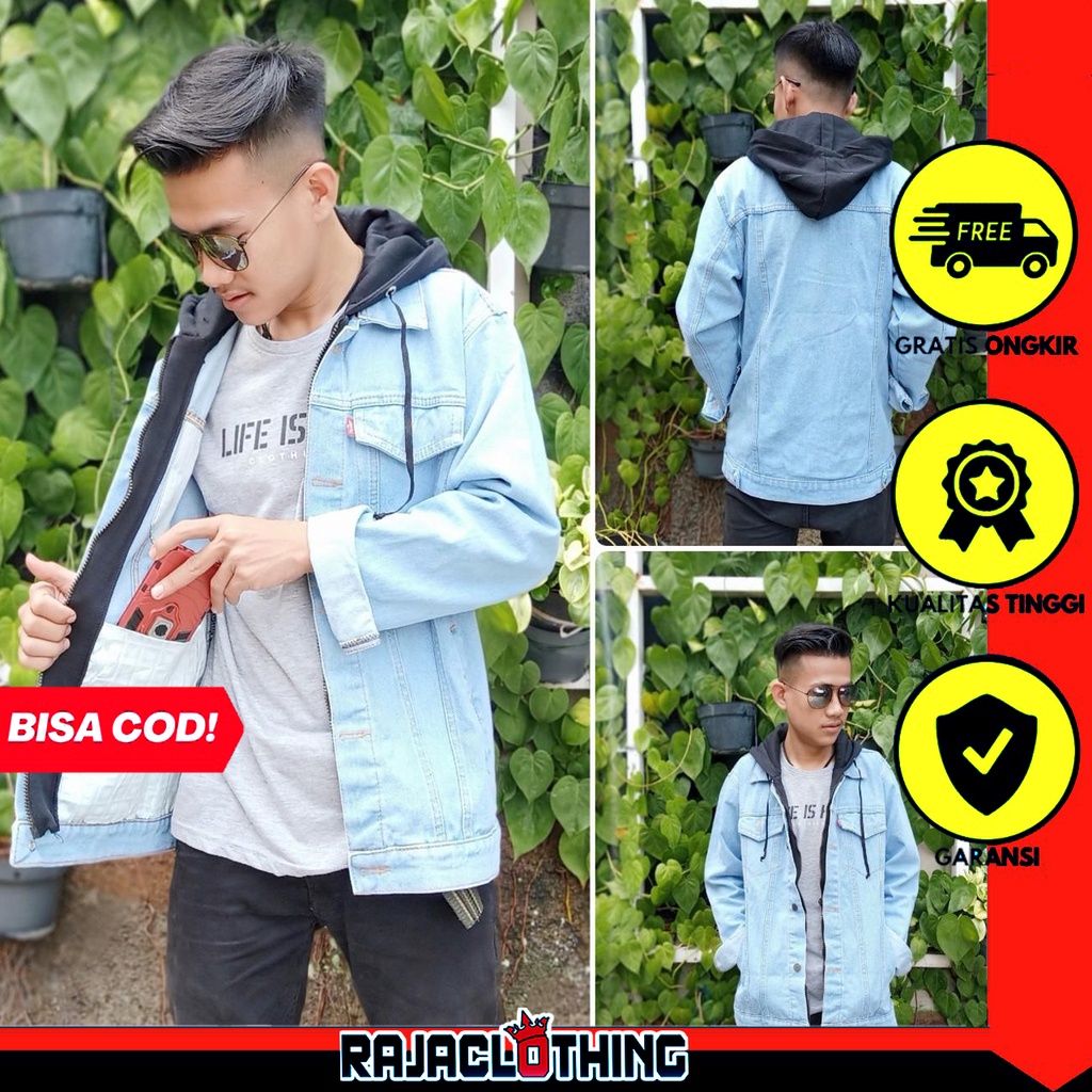 RCL - Jaket Jeans Denim Ariel Double Sleting Free Gelang Smooth Think Big Size M.L.XL.XXL