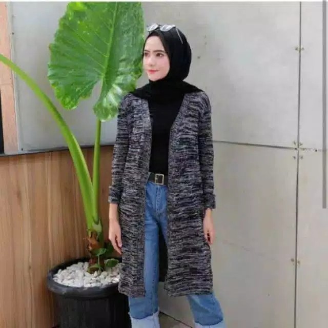 CARDIGAN RAJUT PANJANG TANPA KANCING