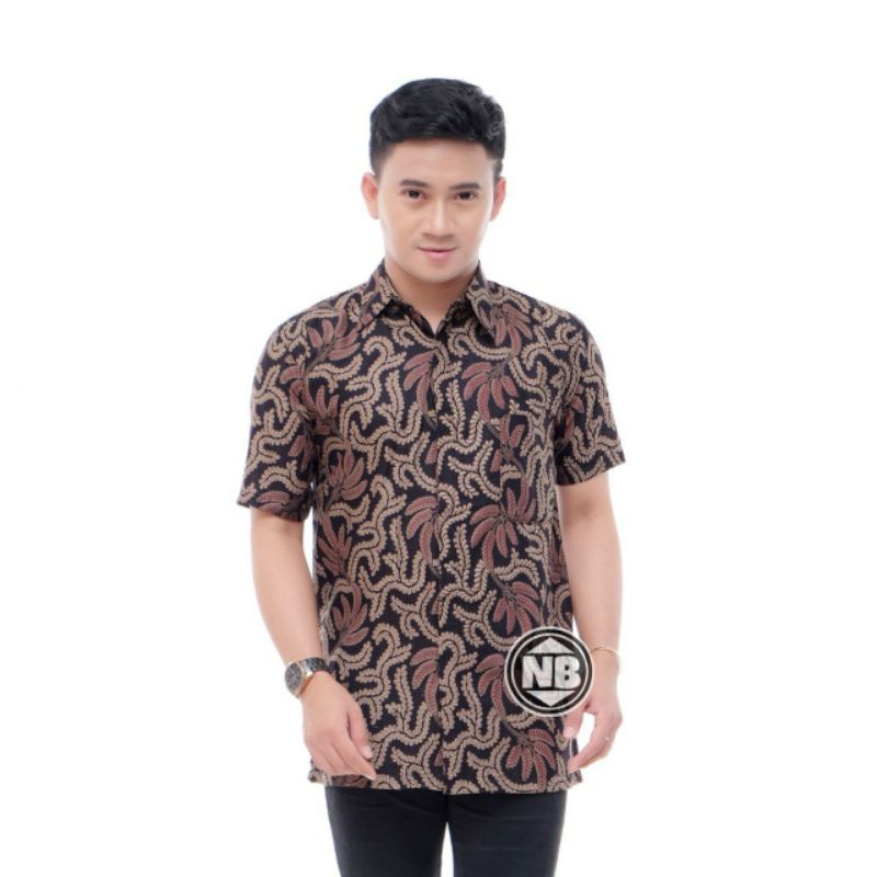 [TERBARU] Batik Pria Lengan Pendek premium BATIK BERKAH HRB026 motif KERATONAN Kode 002 size M L XL