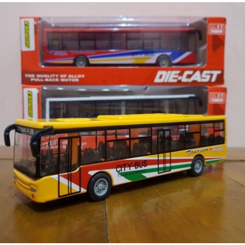 Diecast Bus Kota Pariwisata-Miniatur Mainan Bis Anak