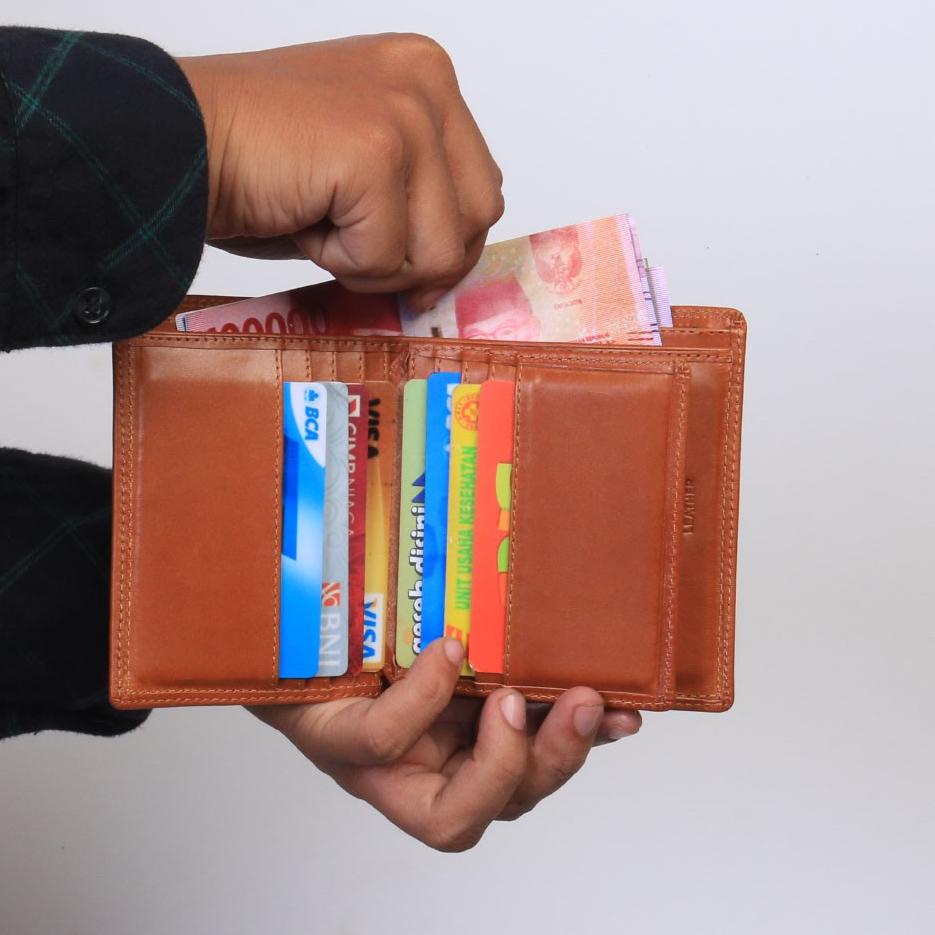 MOOC DOMPET KULIT PRIA EVREN DOMPET PRIA KULIT ASLI BAHAN KULIT SAPI 15 SLOT KARTU 2 SLOT UANG KERTA