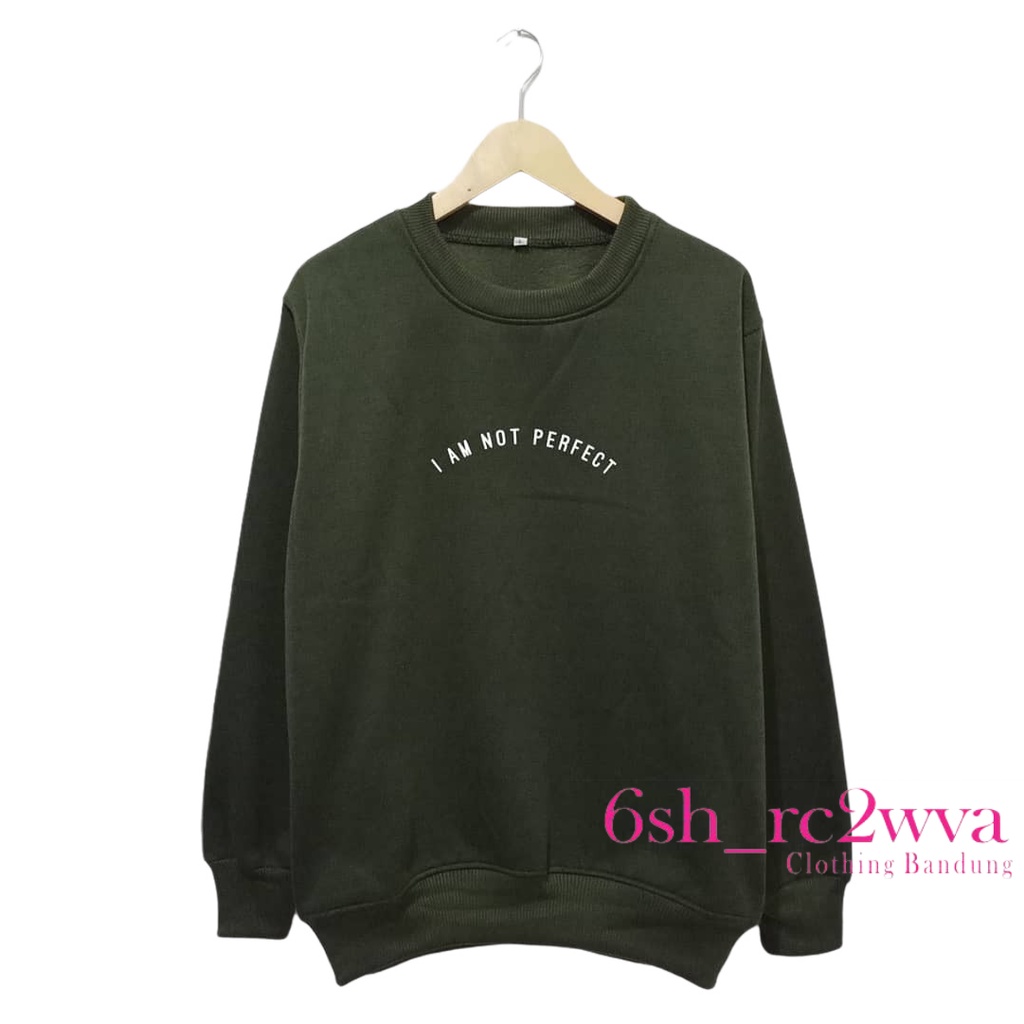 sweater crewneck pria wanita distro original oversize switer cowok brand jumbo kerah tinggi Army
