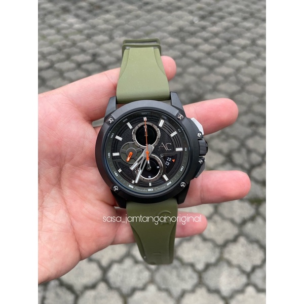 Jam Tangan Alexandre Christie Collection Ac 9602 Original Green Army Rubber