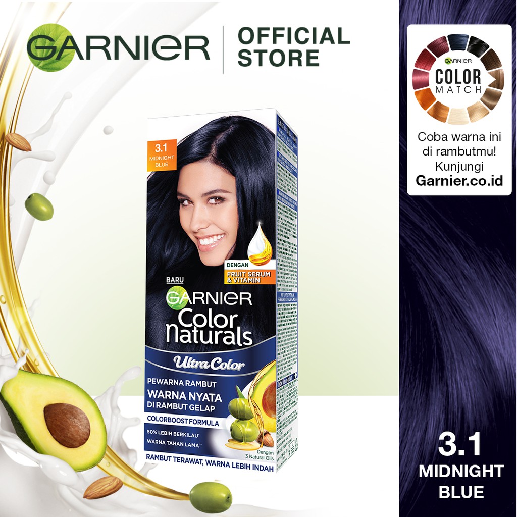 Garnier Color Naturals Hair Color - 3.1 Midnight Blue (Cat / Pewarna Rambut Permanent