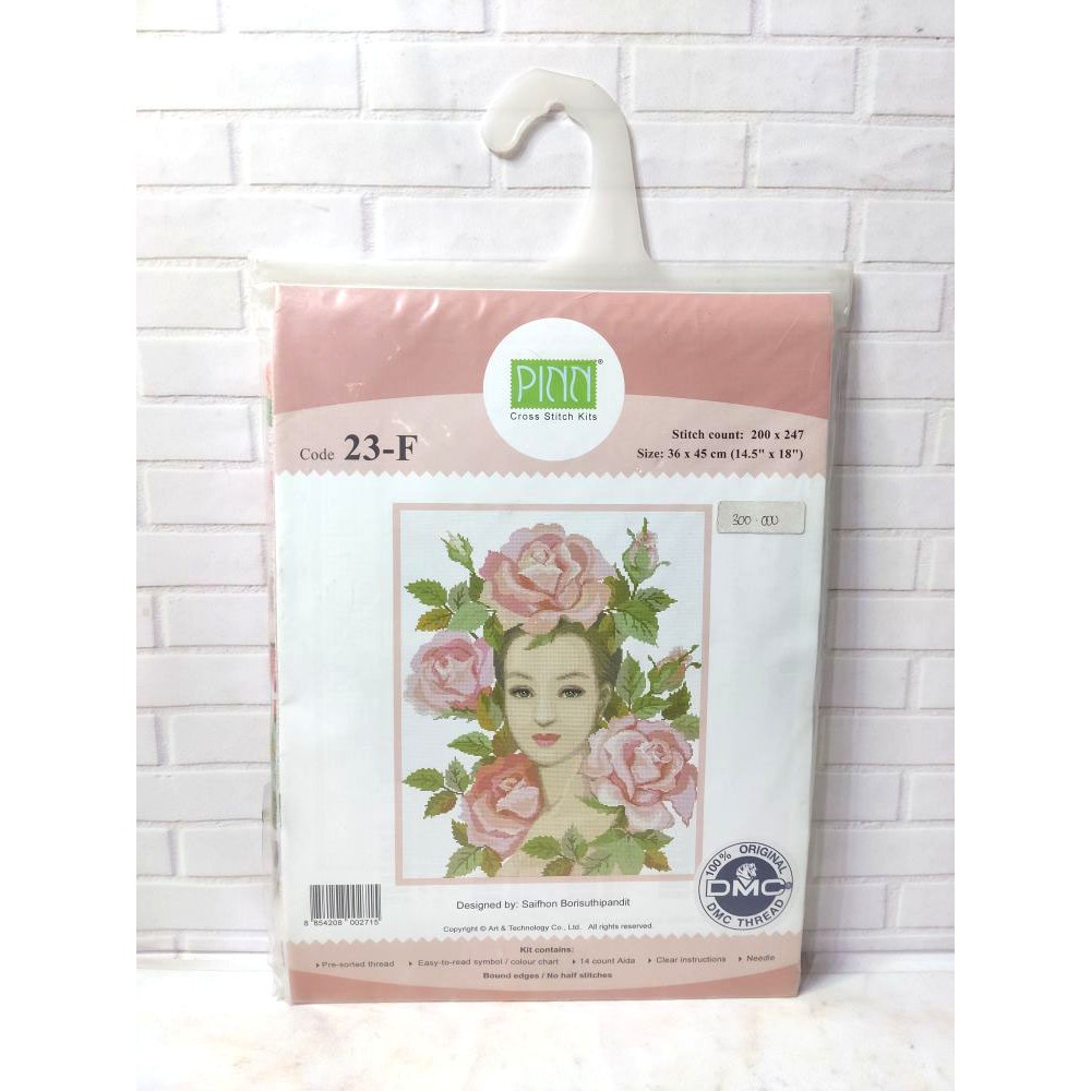 Paket DIY Craft  Sulam Kristik Strimin Ori PINN 23-F Lady Of The Rose Bunga Mawar