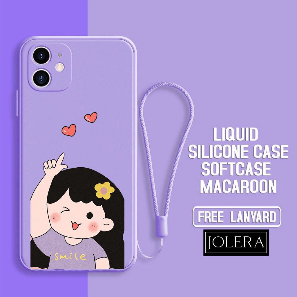 JOLERA FASHION CASE CARTOON KIYOWO SOFTCASE LIQUID + TALI LANYARD SILICON UNTUK TIPE HP OPPO A5S/A3S