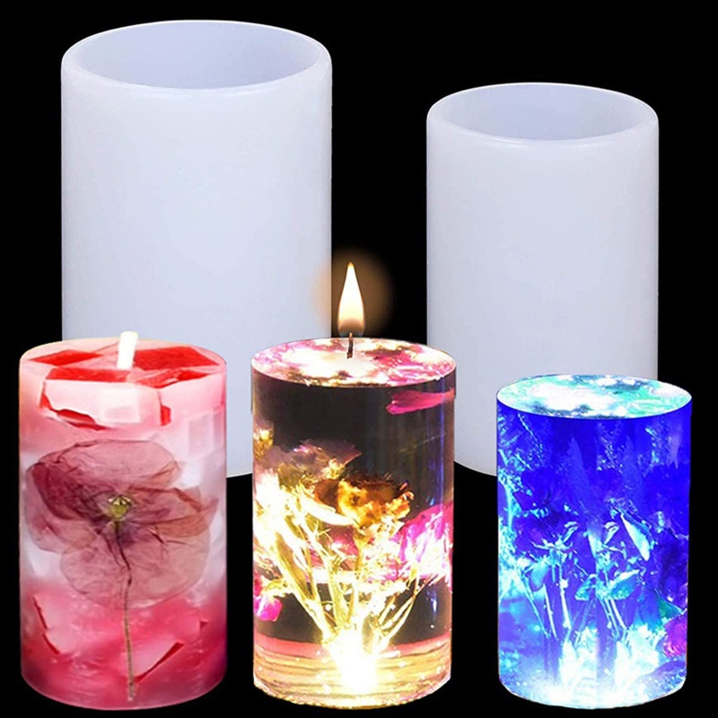 SIY  Handmade Cylinder Pillar Candle UV Crystal Epoxy Resin Mold  Plaster Silicone Mould DIY Crafts Wax Soaps Home Decorations Casting Tool