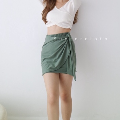 Sanly Wrap Skirt / Rok Wanita Premium-JADE GREEN