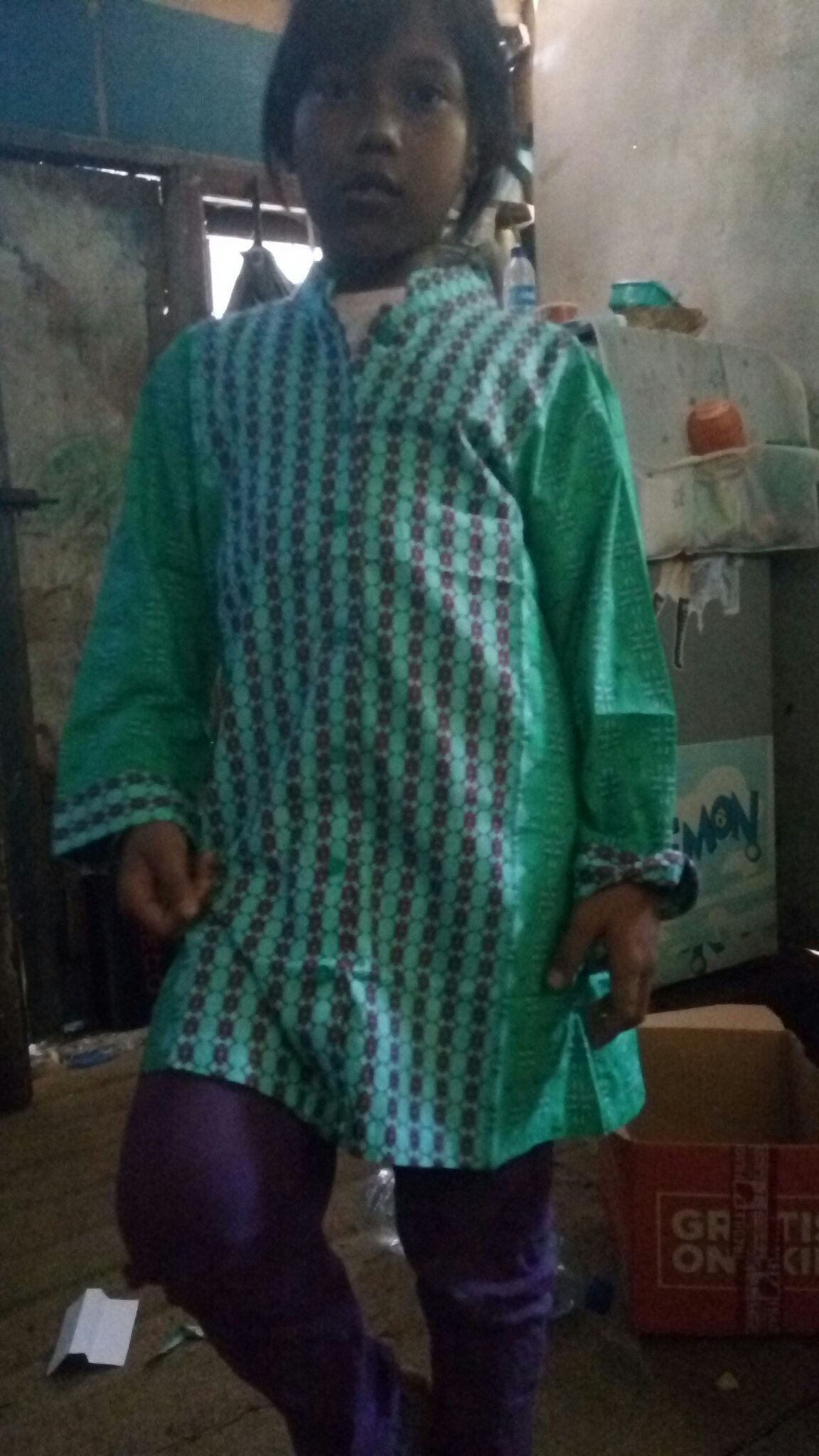 Trolis Anak Sd Sma Remaja Dewasa Grosir Batik Wanita Cewek Hijau Atasan Lengan Pendek 7/8 Blgr