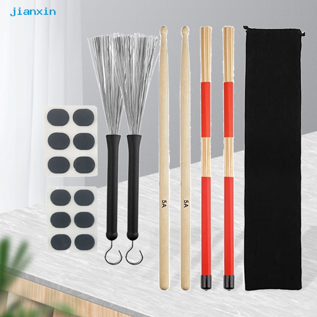 [Jianxin] Set Stik Drum Teleskopik Portable Profesional Warna Hitam Rock