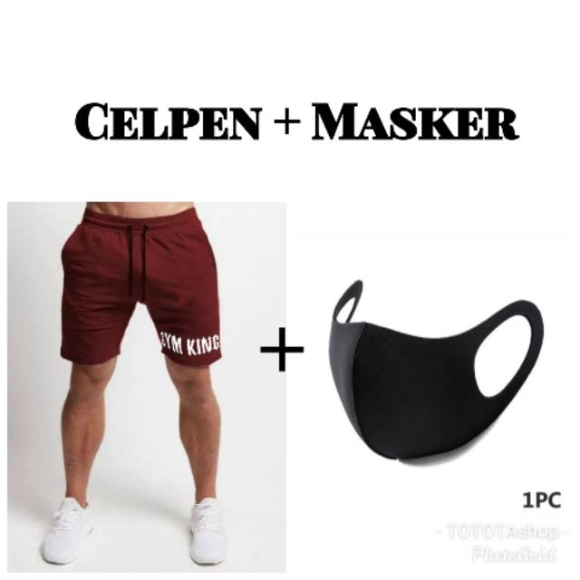 TOTOTAshop.Celpen GYM KING Free Masker ,celpen bahan babyterry premium motif sablon.real.pict