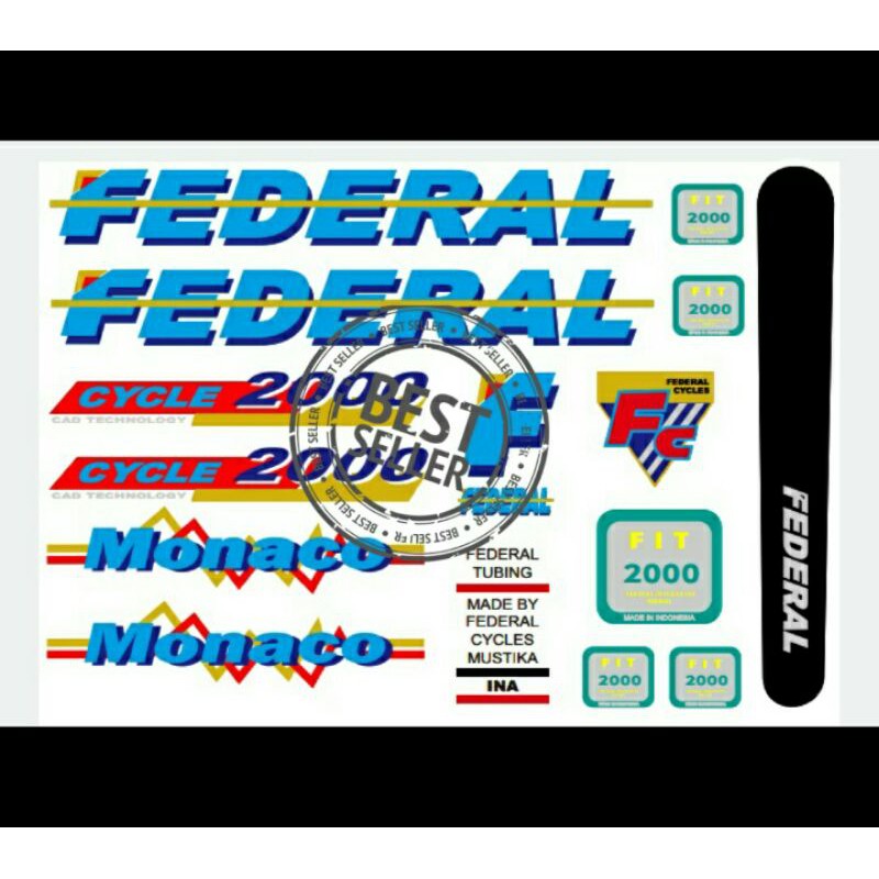 PROMO BELI 1 SET GRATIS 1 SET stiker vinyl transparan sepeda federal Monaco warna biru