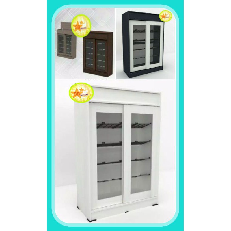 LEMARI SEPATU KACA SLIDING