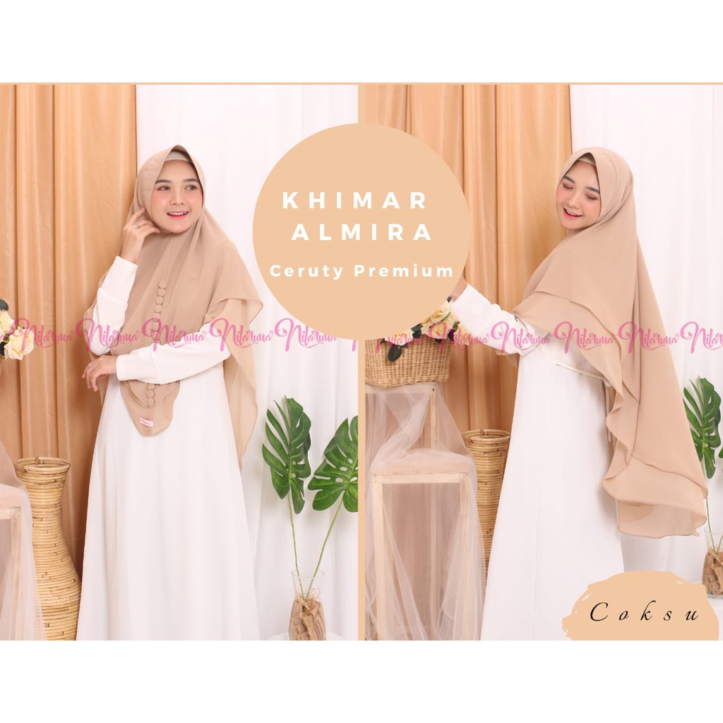 Nilaruna Hijab Instant Syari Khimar Almira Ceruty 2 Layer Premium