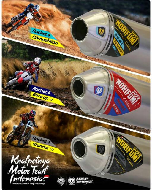 Knalpot Muffler silincer Original NORIFUMI Rocket 4 Stainless CRF 150L standar