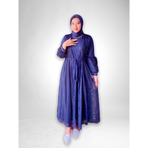 Gamis Full Tile Brokat Mutiara
