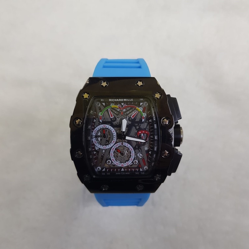 jam pria RM chrono aktif tgl fungsi bahan rubber diamater 4,3 cm