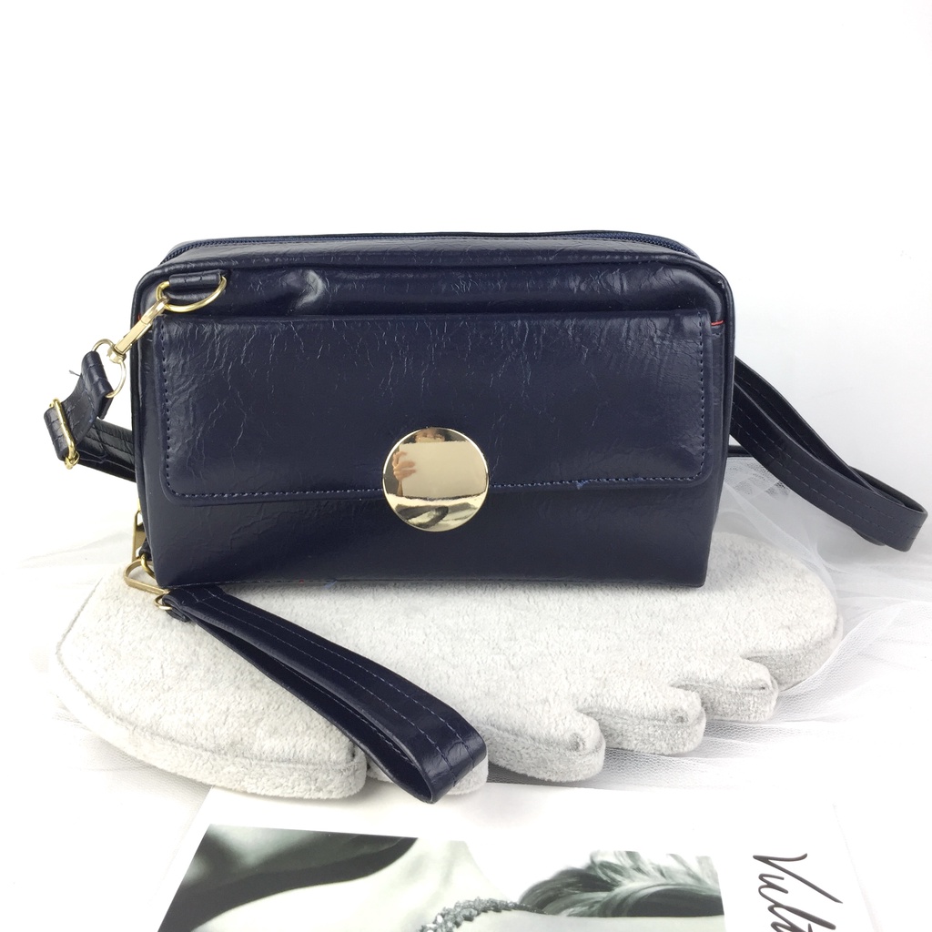 Tas Selempang Wanita Kulit Lokal Premium Vintage Wristlet Tali Panjang KT022