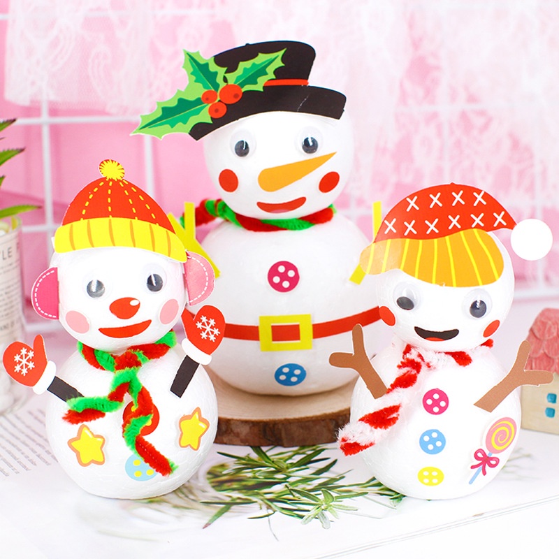 Mainan Edukasi Boneka Busa Snowman Handmade DIY Untuk Hadiah Natal Anak