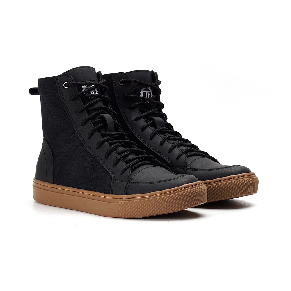 Sneakers Pria Hitam High Hi Laces Simpel Sepatu Casual Laki Tali Ori |SENBERG BLACK| FORIND x Tragen