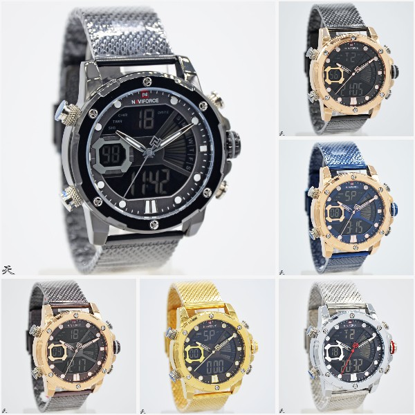 Naviforce NF9172M Jam Tangan Pria Dual Time Original Rantai Pasir