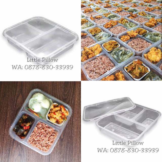 (SEKAT 3 BENING) Bento Box Sekat/Lunch Box Bento Sekat/Kotak Makan Sekat/Bento Plastik