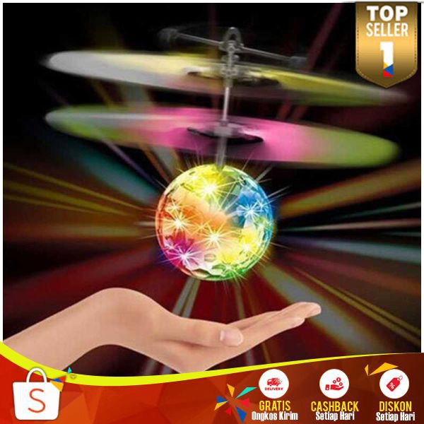 Mainan Flying Ball Disco Unik Memancarkan Kelap-Kelip Cahaya Lampu Disko Ketika Terbang Menarik