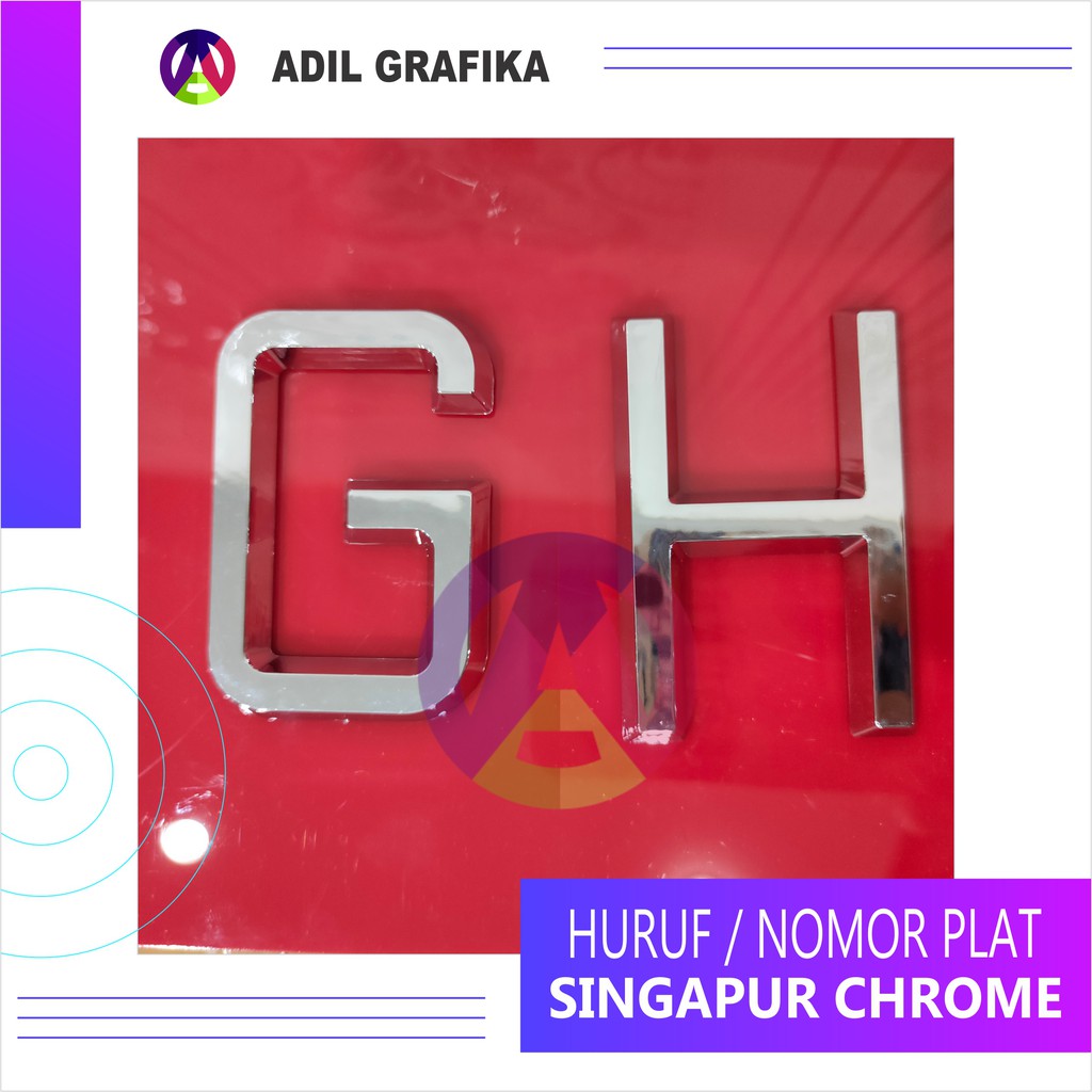 HURUF/NOMOR PLAT MOBIL SATUAN/GROSIR - SINGAPUR CHROME