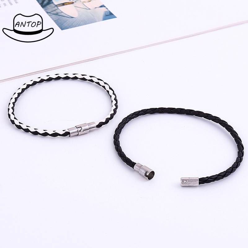 Antop！Gelang Fashion Korea Multi-layer Anyaman Gelang Tali Kulit Bengkok Model Pasangan