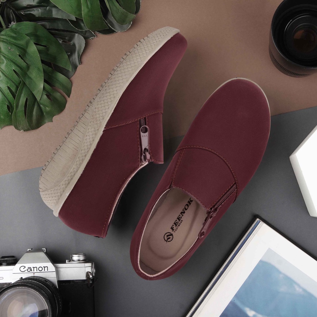SEPATU SLETING WANITA AQILA MAROON ORIGINAL FEENOK