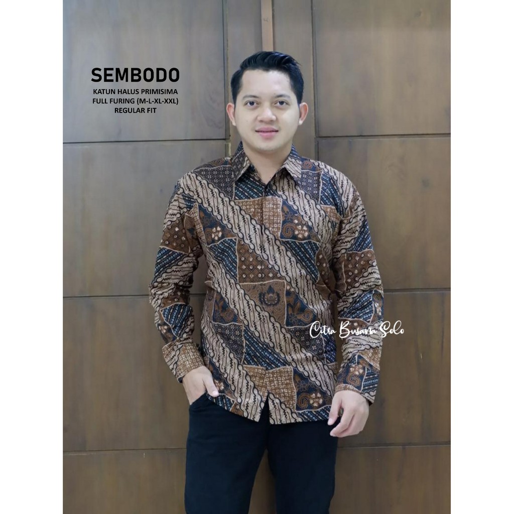 SEMBODO Kemeja Batik Pria Full Furing Bahan Katun Primisima