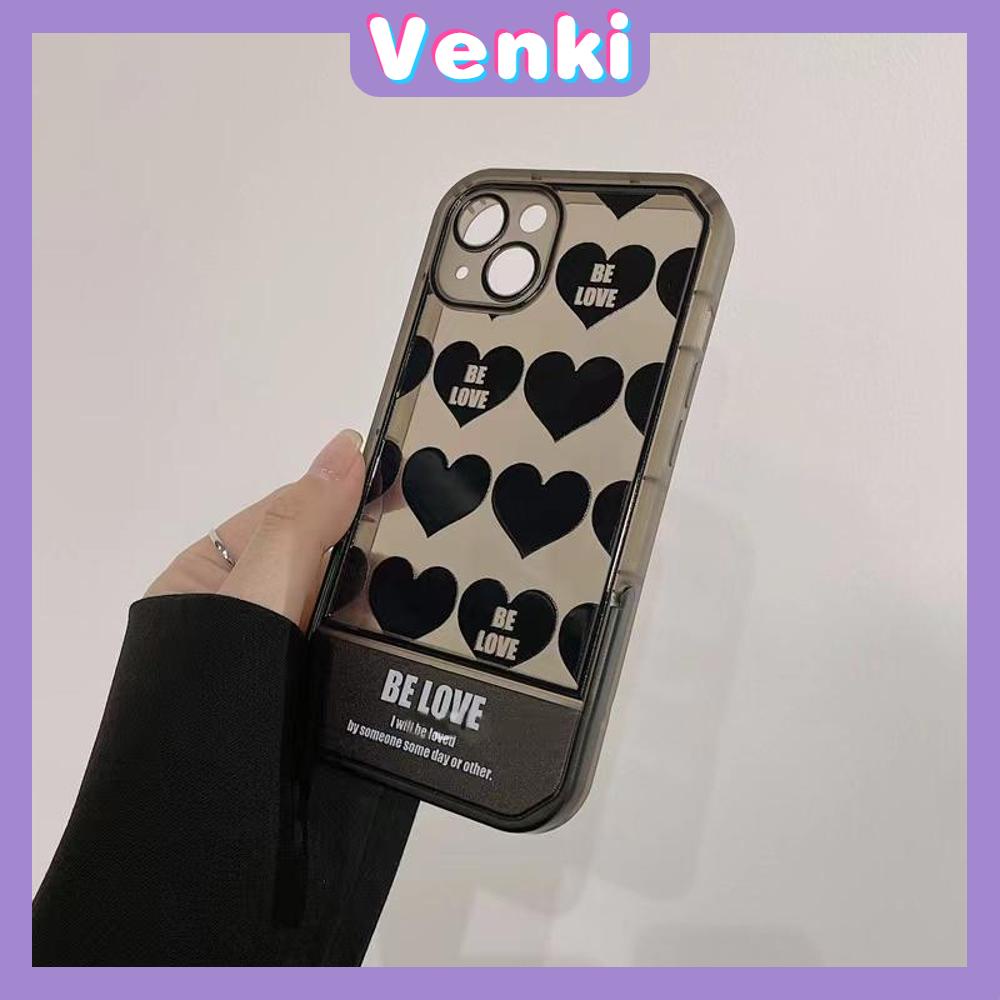 iPhone Case Silicone Soft Case Clear Case Folding Stand Shockproof Protection Camera Black Heart Simple Compatible For iPhone 11 iPhone 13 Pro Max iPhone 12 Pro Max iPhone 7Plus xr