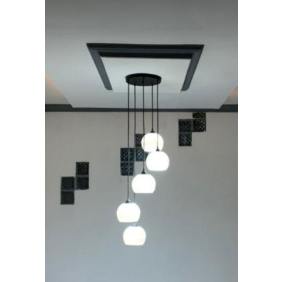 Lampu gantung void tangga 5 in1 minimalis+bohlam 5 pcs