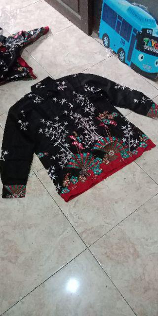 Gamis Batik Couple Motif Kipas Merak Hitam