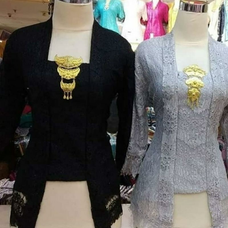 kebaya kutu baru lengan 7/8_kebaya brukat_kebaya_kebaya kutu baru modern_kebaya encim_kebaya wisuda murah-ABU SILVER