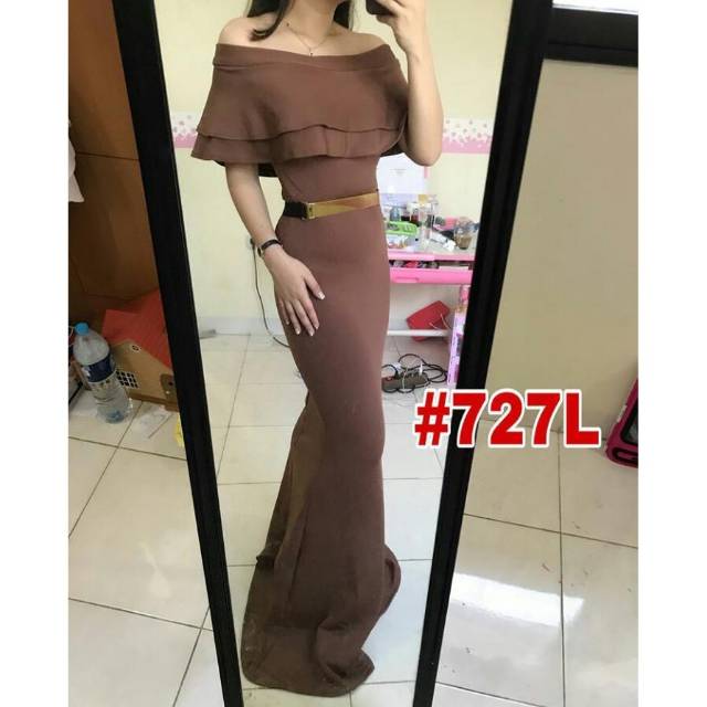 731#READY #727L long dress pesta mewah scuba duyung+FREE BELT BESI