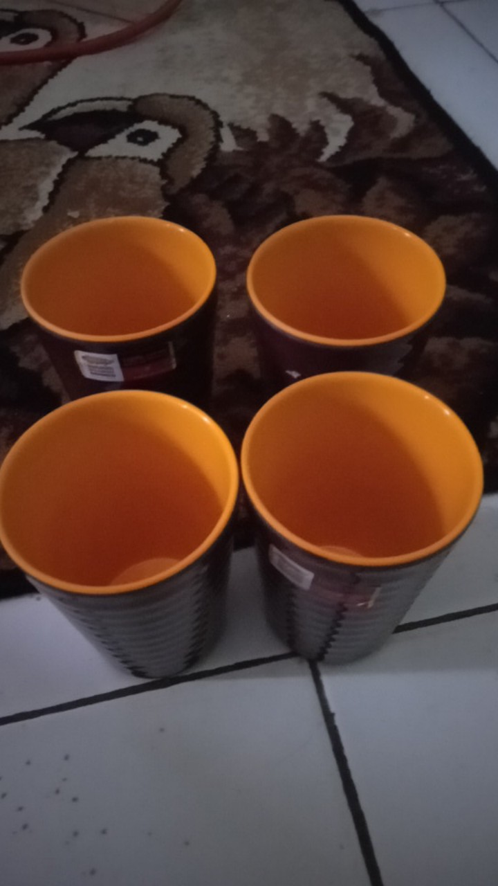 Gelas Ulir Datar 3 2 Warna Golden Choco 270ml Melamine -  Golden Dragon B-03a5