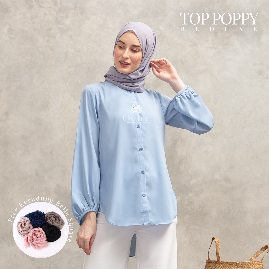 Qrhie Baju Atasan Wanita Poppy-Sky Blue