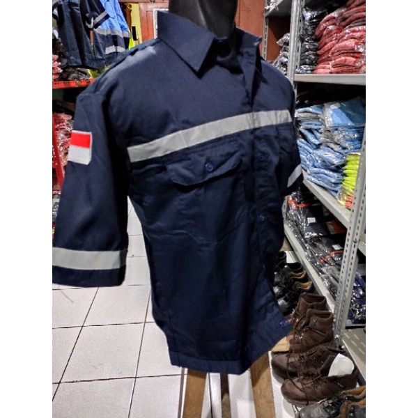 SERAGAM BAJU SAFETY DONGKER LENGAN PENDEK AMERIKA DRILL