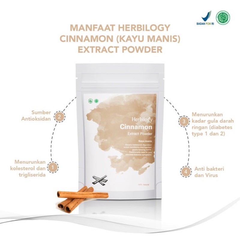 HERBILOGY CINNAMON / KAYU MANIS EXTRACT POWDER 100Gram