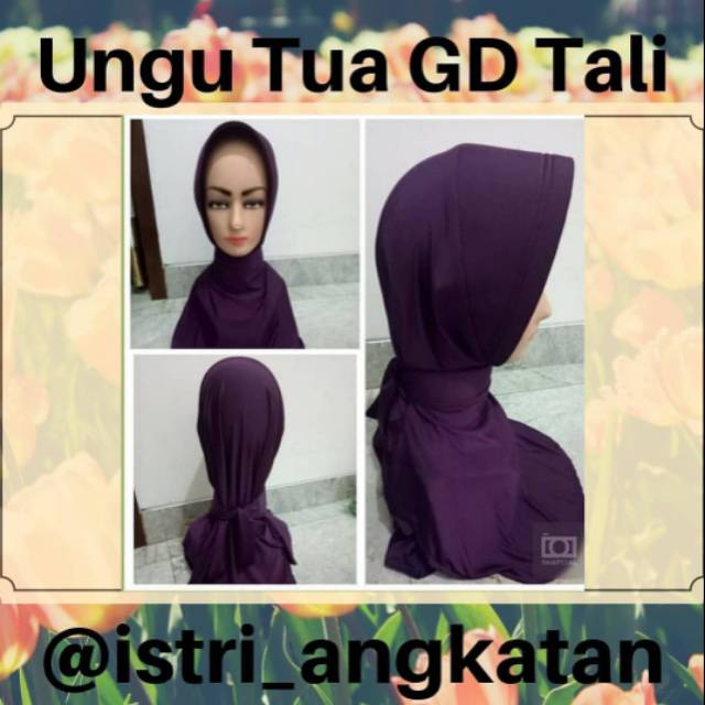 Jilbab Ungu Tua Garis Dua Tali