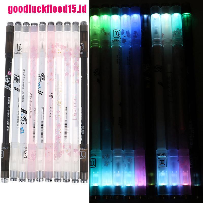 (LUCKID) Pulpen Gel Dengan Lampu Untuk Pelajar