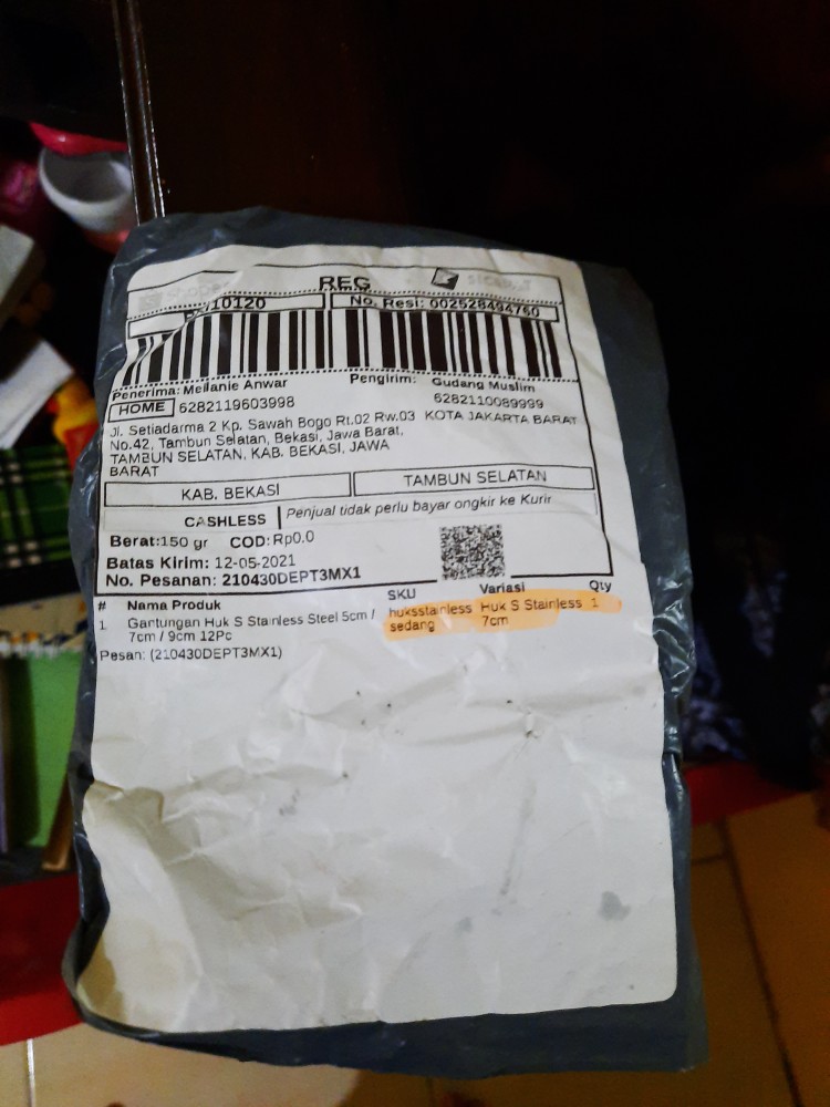 Gantungan Huk S Stainless Steel 5cm / 7cm / 9cm 12pc