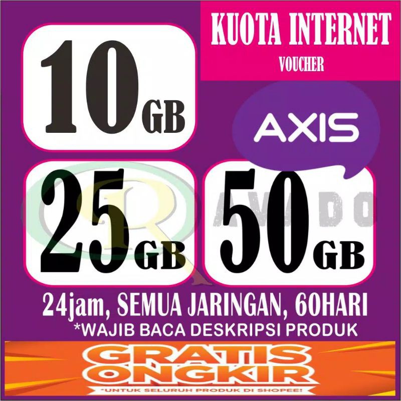 Voucher Axis aigo 25gb & 50gb 60 hari