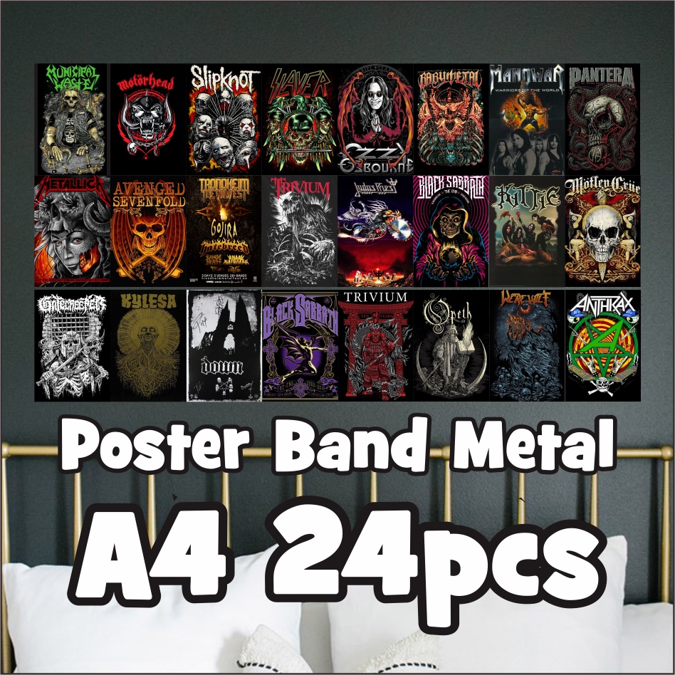 Poster Band Metal A4 24pcs Poster Metal Poster Aesthetic Poster Black Poster Murah Poster Custom